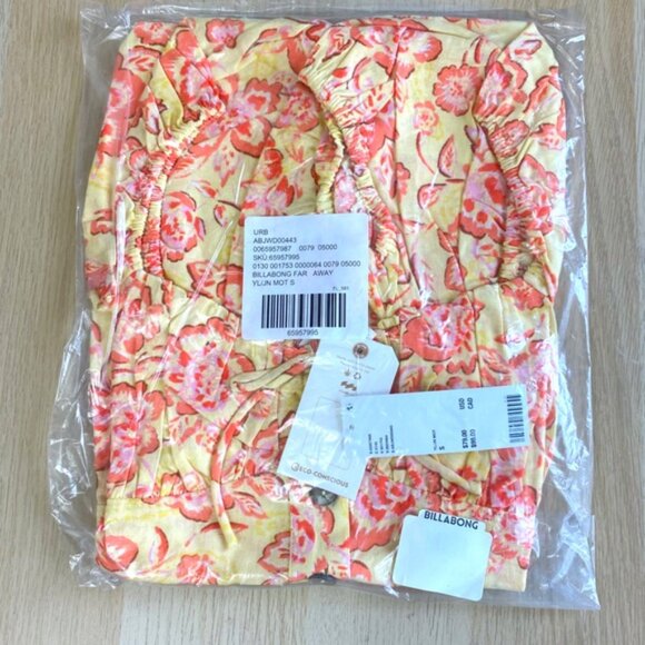 Billabong x Wrangler | Far Away Puff Sleeve Dress Yellow Floral Print New Small - Picture 7 of 8